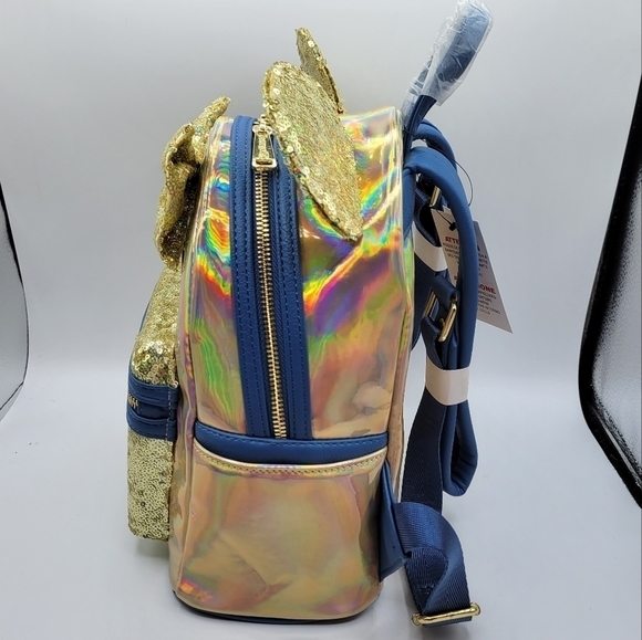 Loungefly Blue Earidescent Iridescent Disney World 50th Anniversary Backpack - Picture 3 of 7